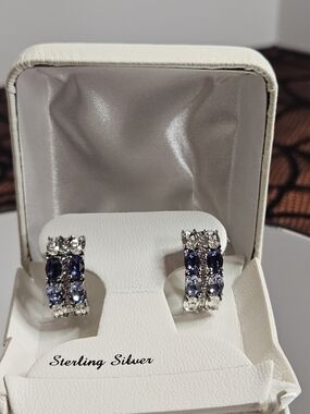 925 STERLING SILVER / DEEP BLUE EARRINGS MSRP $200